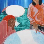 Den Schwarztee kannste vergessen, 2020, Acryl und Öl auf Leinwand, 200 x 150 cm. Ausstellung von Wiebke Spieß AHA-SOSO vom 1. bis 28. August 2021.